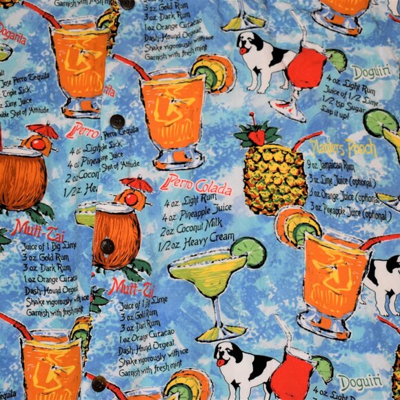 Big Dogs Fun Drink Recipe Print Short Sleeve Button Up Shirt Sz 4XL - Picture 3 of 4